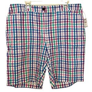 Talbots Womens 10.5" Bermuda Shorts NWT Size 18W Multicolored Plaid Preppy